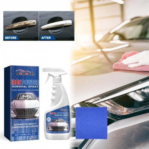 HOMONTH Car Rust Removal Spray, Iron Powder Remover, Multi-functional Car Rust Remover Spray Metal Surface Chrome Paint Car Maintenance Cleaning Tool 120ml